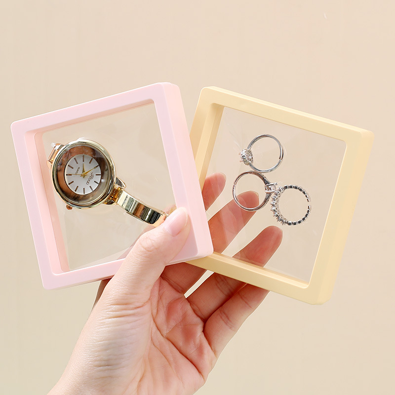 Anti-oxidation pe film jewelry box portable transparent storage box Earrings earrings earrings necklace film suspension display box Specification drawing