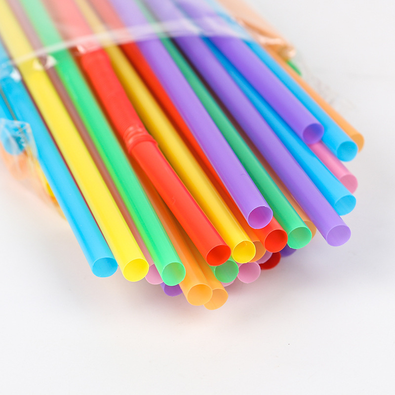 100 straw disposable fruit juice drink elbow modeling plastic hand creative color art elbow straw details Picture