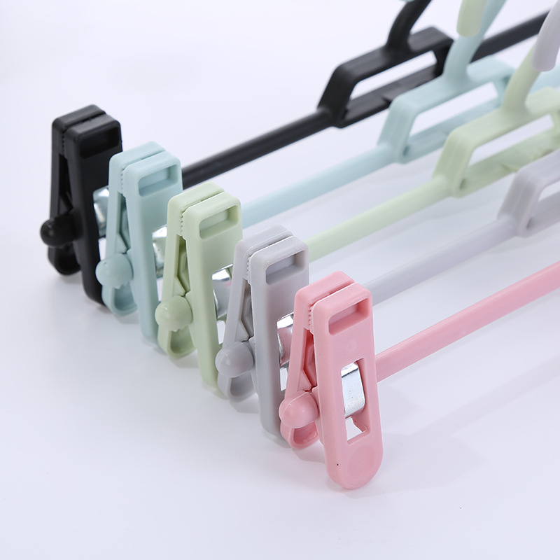 Non-slip telescopic plastic pant rack storage multi-functional adult pant clip Nordic color household trackless pant rack manufacturers direct sales details Picture