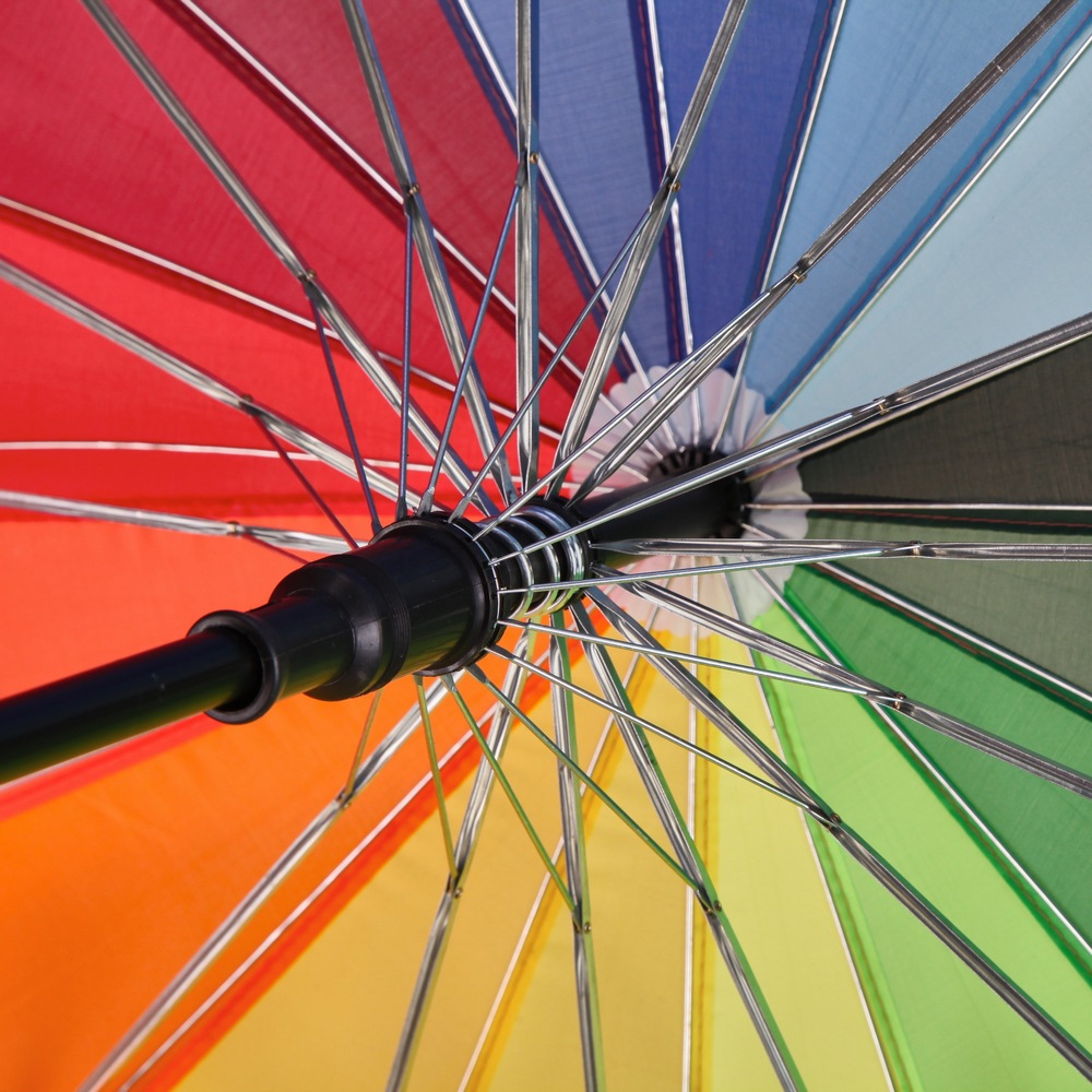 16 bone gradient straight pole rainbow umbrella automatic long handle windproof umbrella creative advertising umbrella Specification drawing