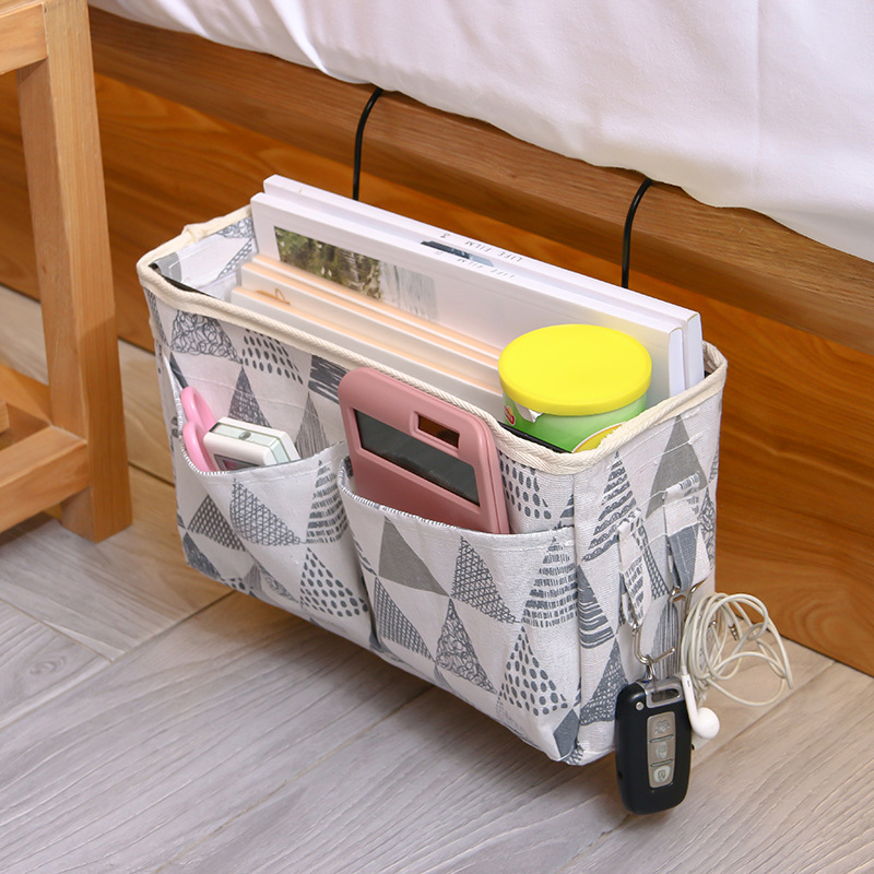 Home multifunctional bed hanging bag college student dormitory bed fabric hanging basket on the bed sundries finishing storage bag Application Scenario