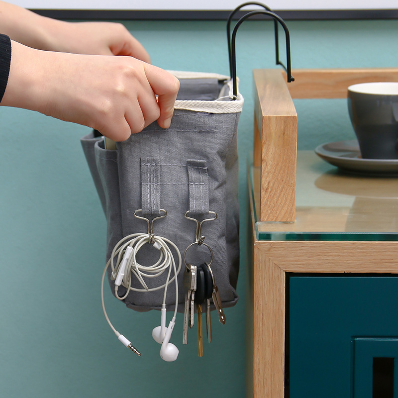 Home multifunctional bed hanging bag college student dormitory bed fabric hanging basket on the bed sundries finishing storage bag Specification drawing