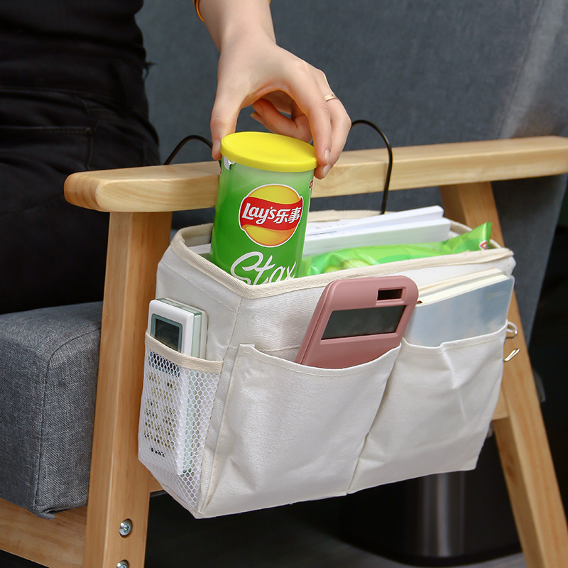 Home multifunctional bed hanging bag college student dormitory bed fabric hanging basket on the bed sundries finishing storage bag details Picture