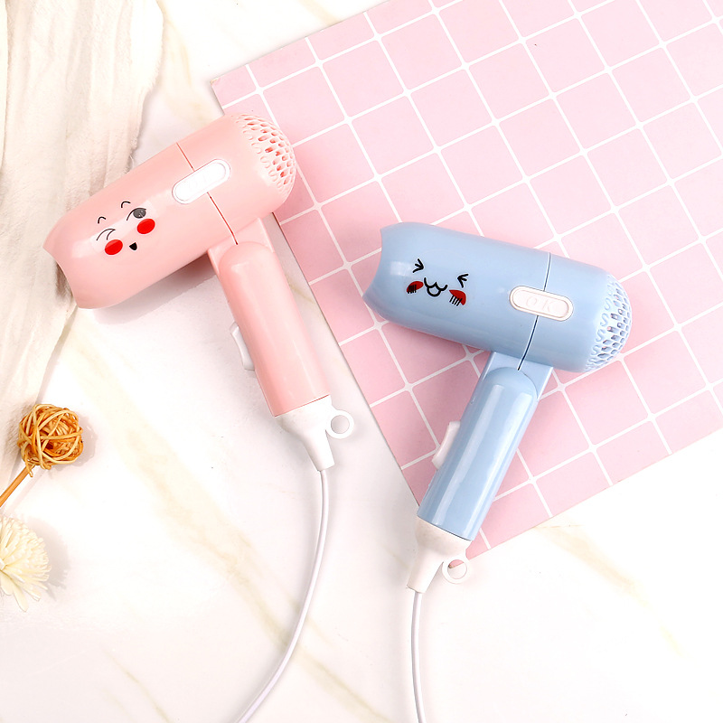 Cute cartoon mini hair dryer Student dormitory hair dryer folding home portable hot and cold air blower full figure