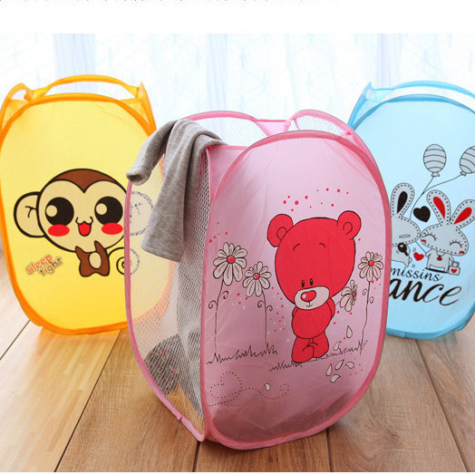 Cute cartoon animal folding laundry basket portable laundry storage basket Large laundry basket details Picture