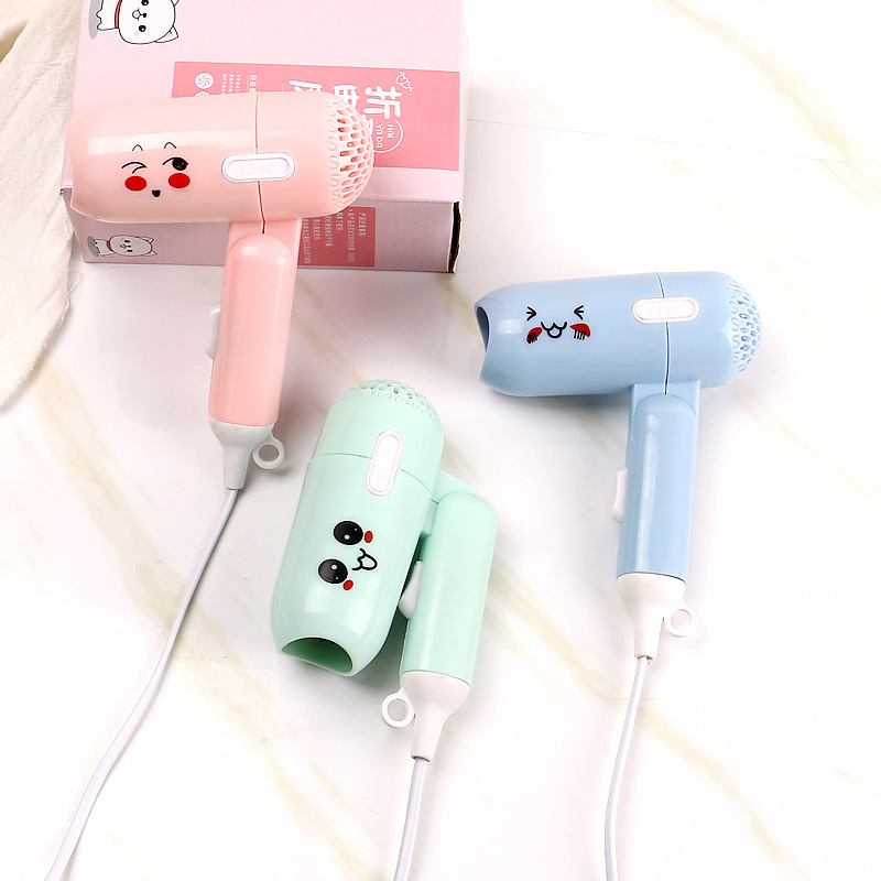 Cute cartoon mini hair dryer Student dormitory hair dryer folding home portable hot and cold air blower details Picture