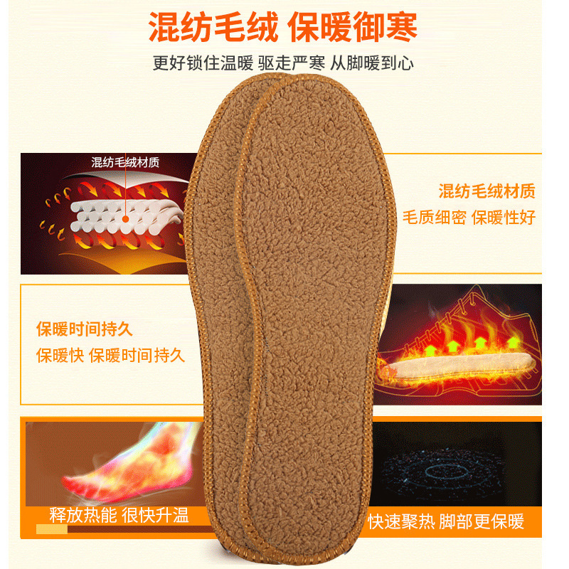 Camel wool insole warm wool thick imitation sheep fur one men and women deodorant breathable sweat absorption insole manufacturers wholesale details Picture