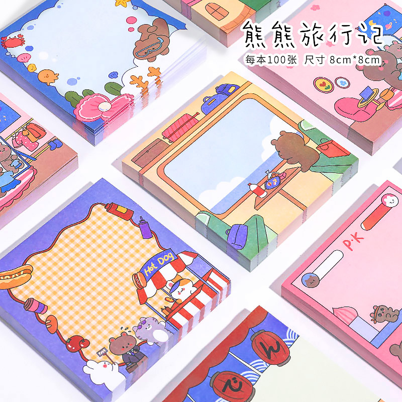 Original cute cartoon Bear travel notes Post-it notes for students note notes notes notes paper notebooks full figure