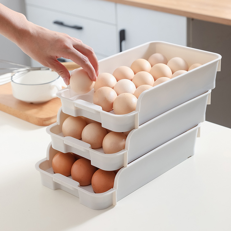 Explosive style can superposition 15 lattice egg carton refrigerator kitchen crisper large capacity egg tray egg storage box drawer type Specification drawing