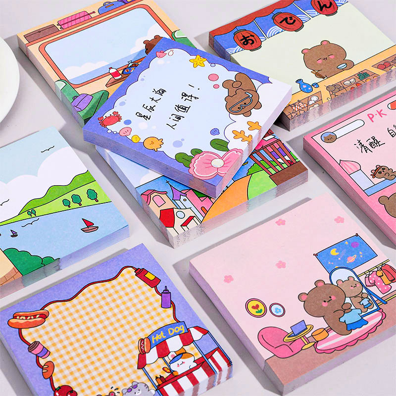 Original cute cartoon Bear travel notes Post-it notes for students note notes notes notes paper notebooks Specification drawing