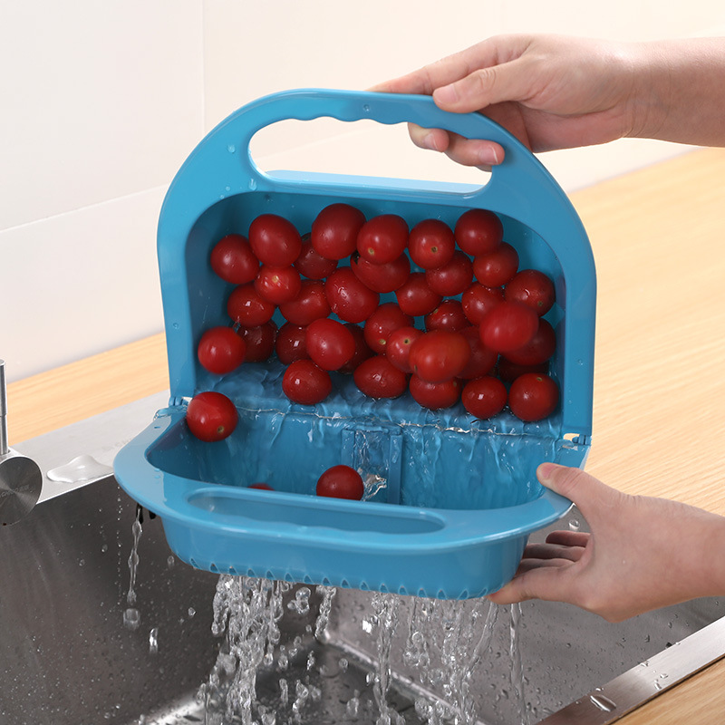 101 collapsible plastic washing basin washing basin rectangular drain basket fruit tray household kitchen sink storage Application Scenario
