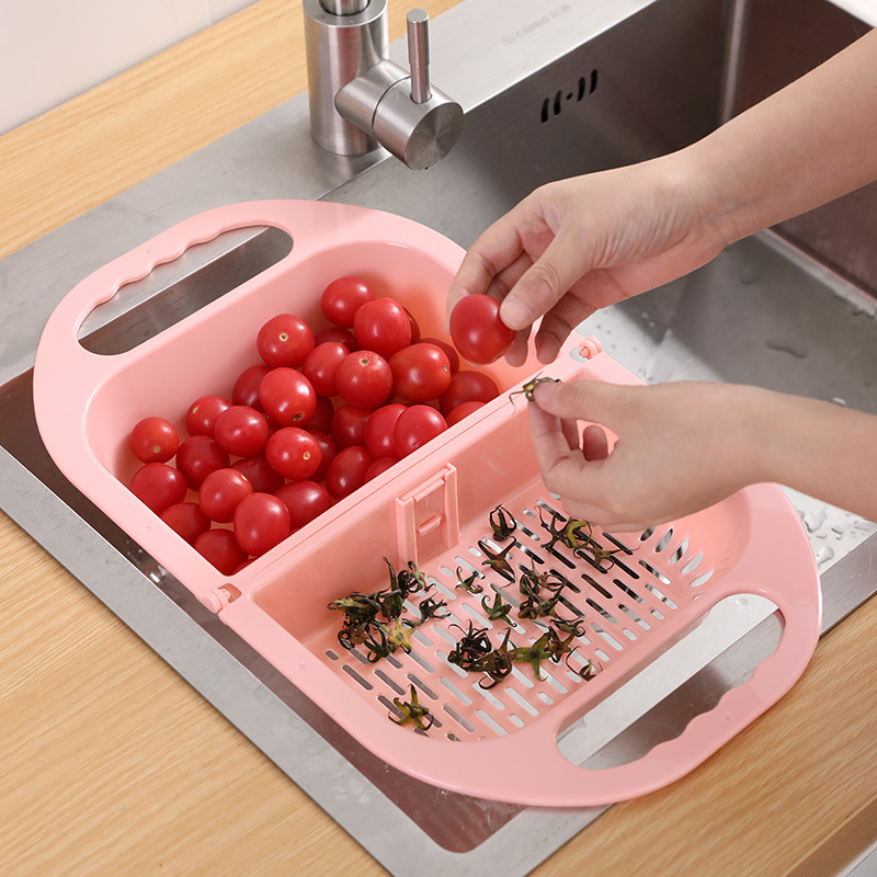 101 collapsible plastic washing basin washing basin rectangular drain basket fruit tray household kitchen sink storage Specification drawing