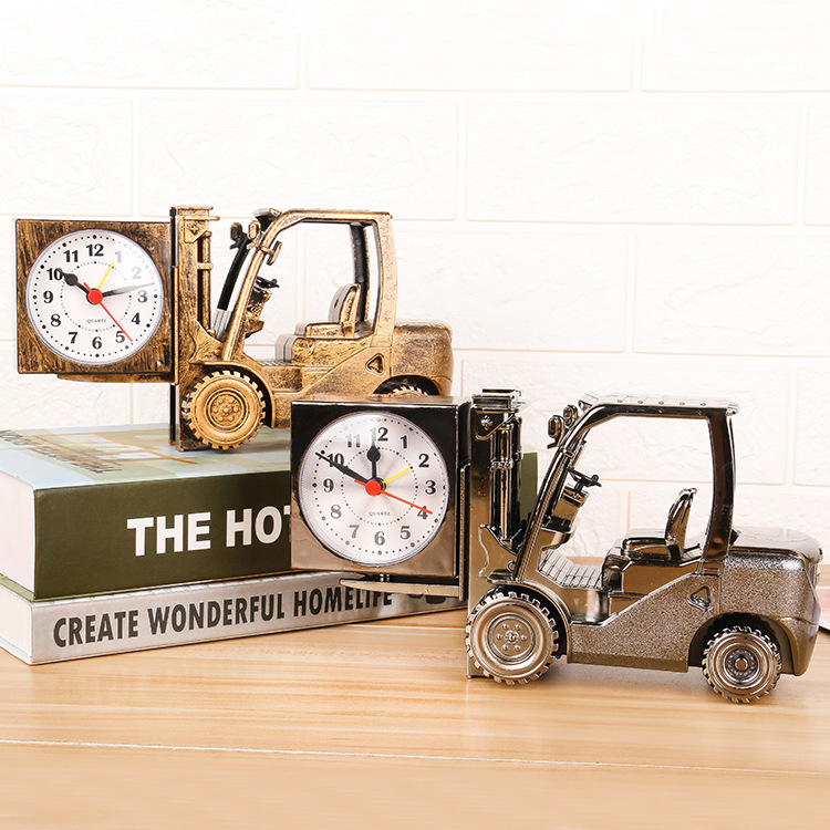 Creative retro forklift model alarm clock children students bedside study pendant clock electronic gift alarm clock full figure