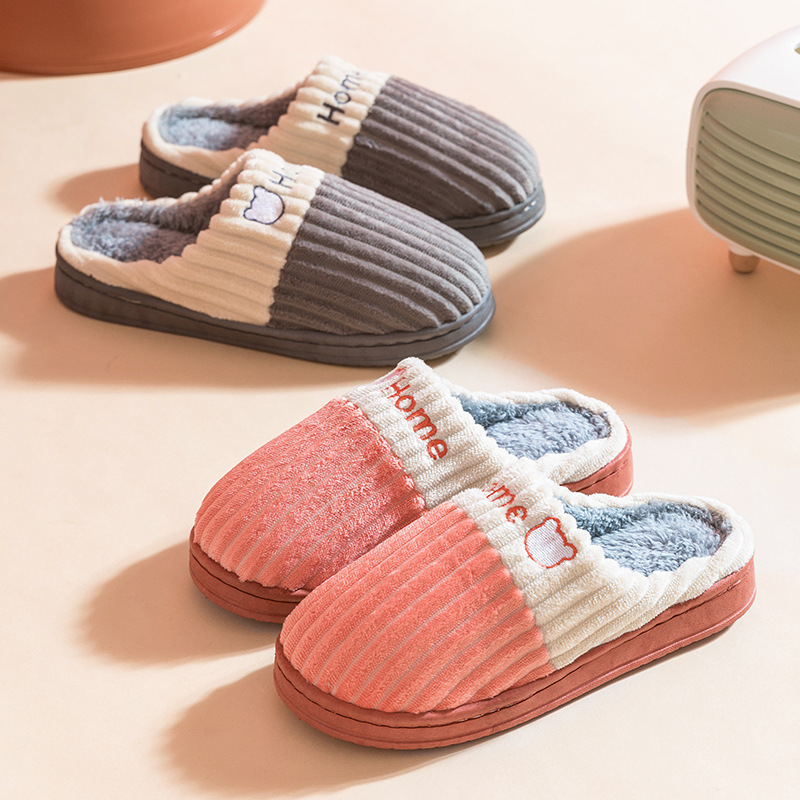 2021 cotton slippers women's thick soles autumn and winter simple home couples indoor warm moon shoes non-slip men's wool slippers Application Scenario