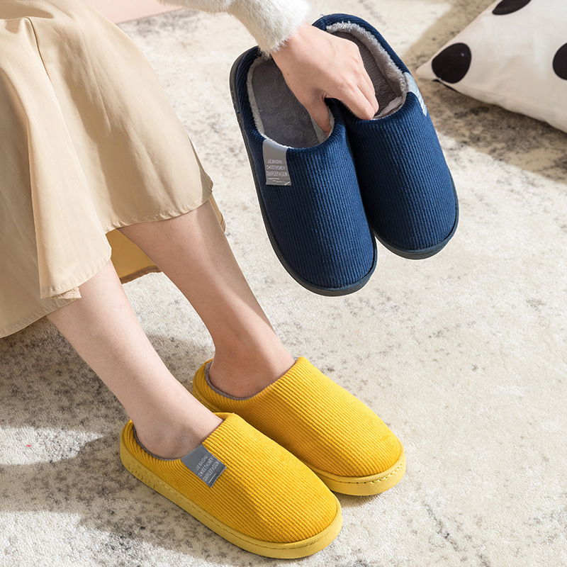 2020 cotton slippers women's home autumn and winter home indoor warm lovers plush household non-slip thick bottom moon shoes Specification drawing