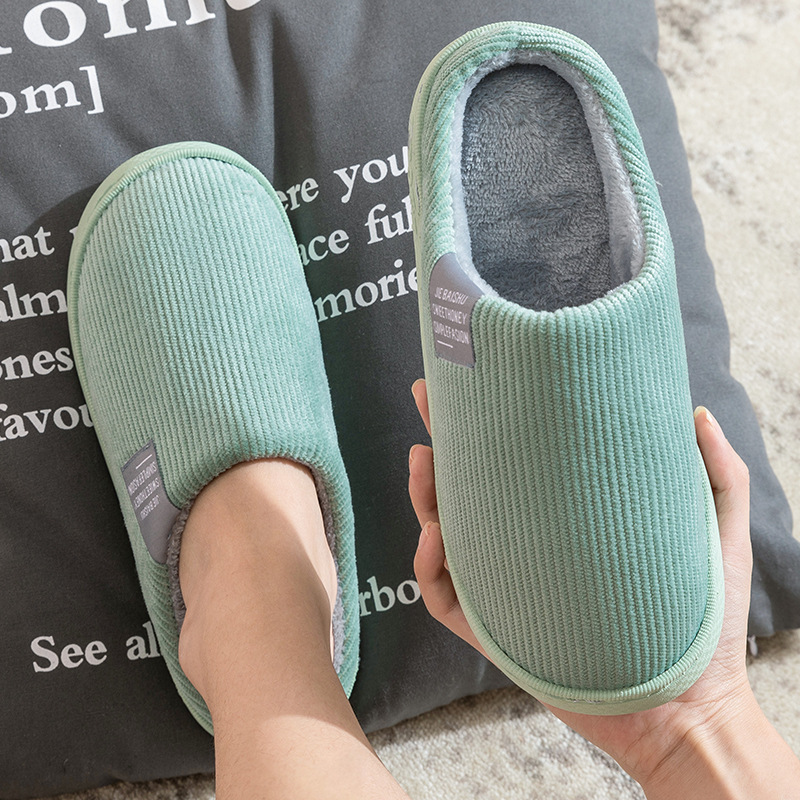 2020 cotton slippers women's home autumn and winter home indoor warm lovers plush household non-slip thick bottom moon shoes details Picture