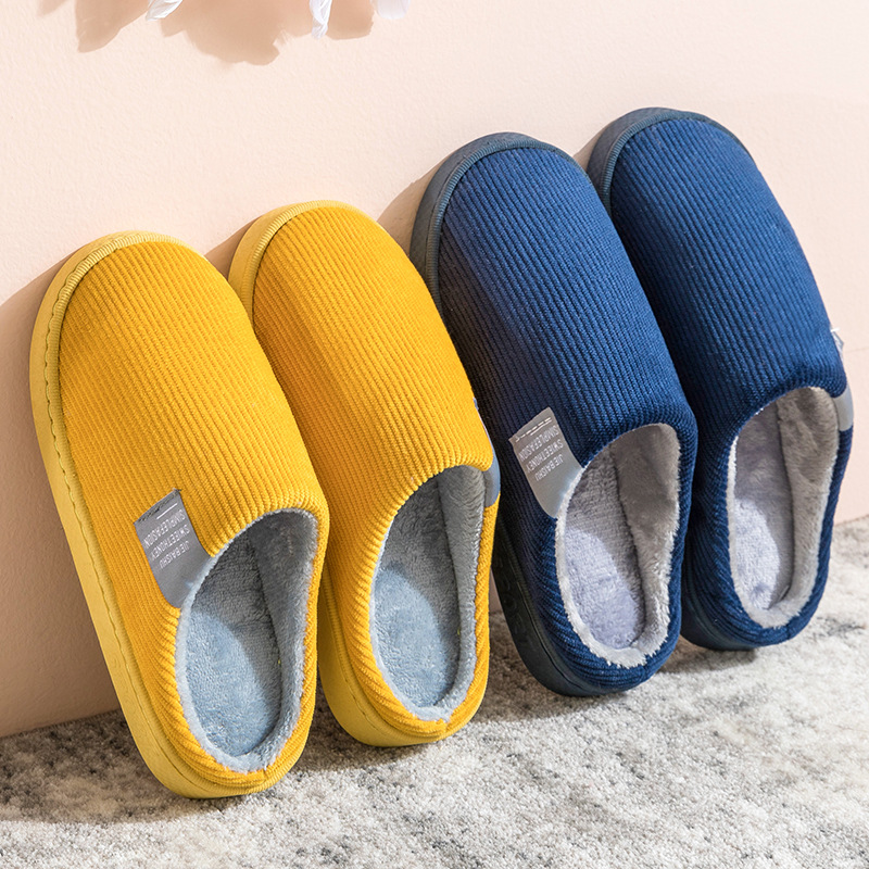 2020 cotton slippers women's home autumn and winter home indoor warm lovers plush household non-slip thick bottom moon shoes full figure