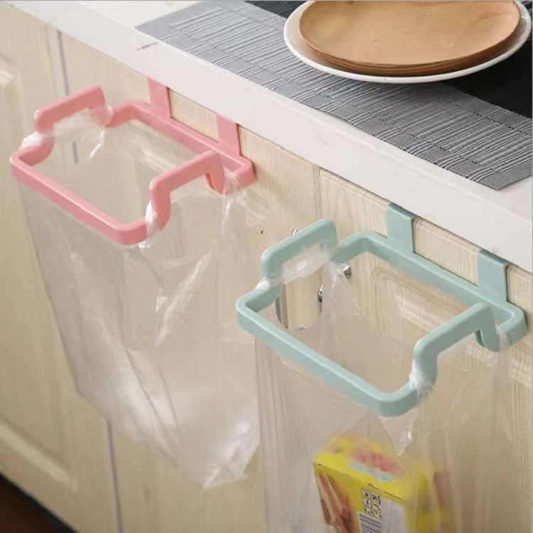 Foreign trade wall hanging trash can household cabinet door toilet kitchen table top storage bucket folding garbage bag holder details Picture