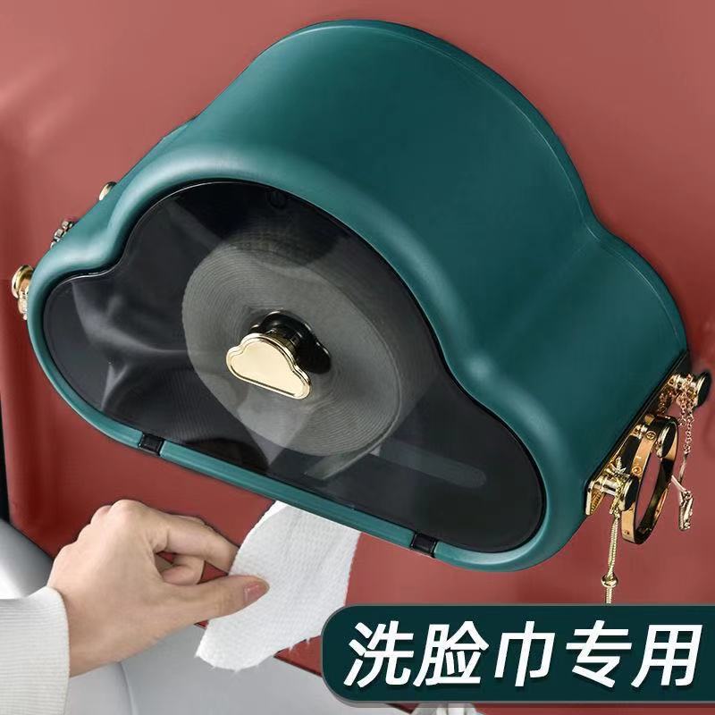 Douyin tissue box Cloud storage box toilet face towel rack toilet wall mounted tissue rack no punching details Picture