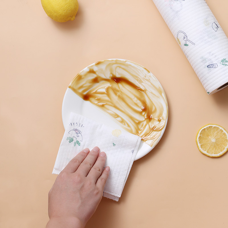 Disposable cleaning printing lazy rag 100 cleaning cloth non-oily dish washing cloth absorbent non-woven decontamination paper wipe towel Item Picture