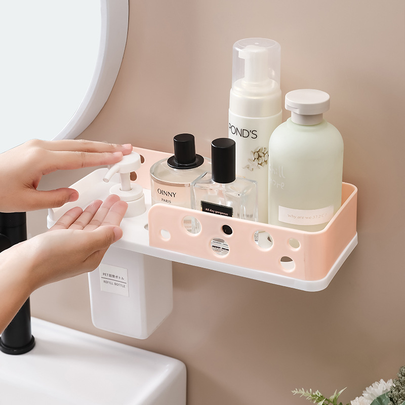 Bathroom rack bathroom hole-free toilet bathroom wall wall hanging shower gel storage rack Application Scenario