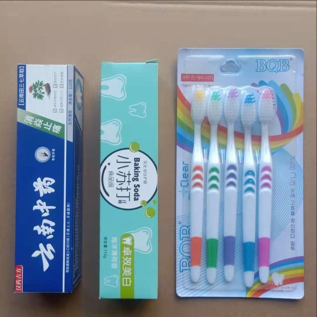 10 yuan model toothbrush toothpaste three-piece set buy toothpaste to send toothbrush to send advertising recording stalls source manufacturers full figure
