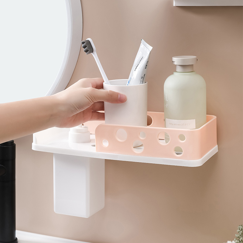 Bathroom rack bathroom hole-free toilet bathroom wall wall hanging shower gel storage rack Specification drawing