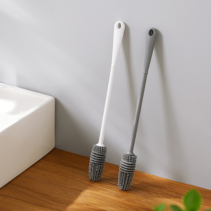 Cup washing brush long handle silica gel household no dead corner special cleaning brush milk bottle wall breaking machine decontamination magic cup brush Specification drawing