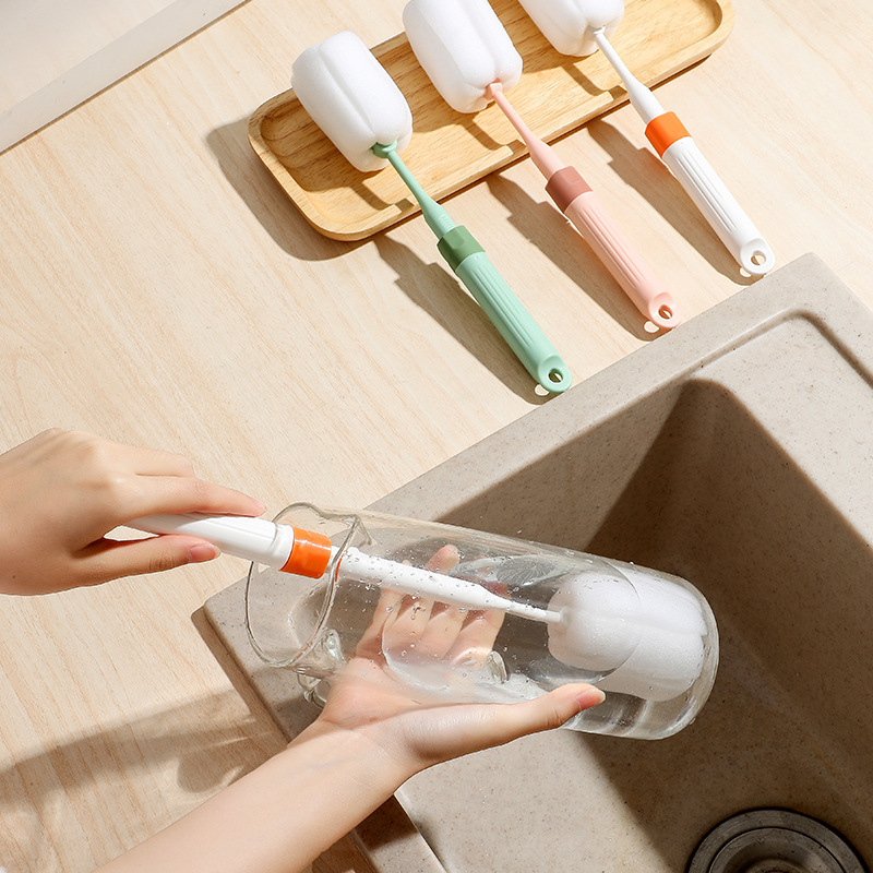 1139 retractable extended handle sponge cup brush cleaning brush Thermos cup kettle brush washing cup milk bottle cleaning brush details Picture