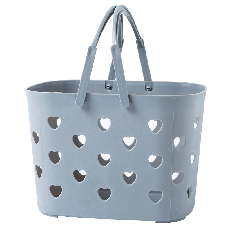 Nordic wind plastic portable bath basket bath basket bath basket heart-shaped hollow bath basket bath basket Item Picture
