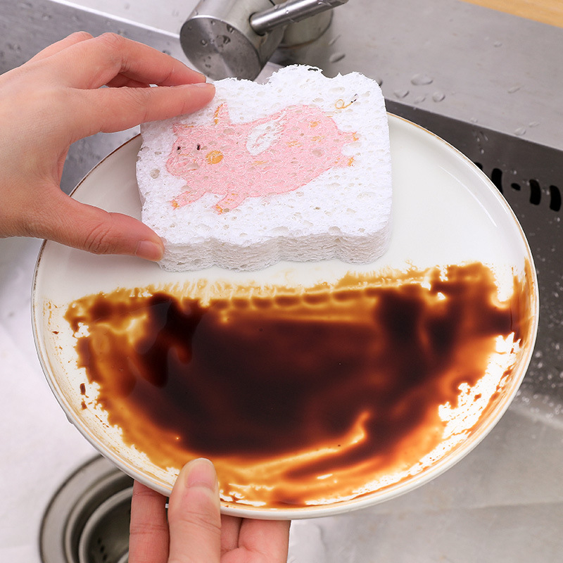 Factory direct wood pulp cotton compressed sponge wipe water to become large dishcloth oil - free sponge brush pot bowl magic Specification drawing