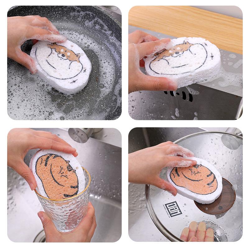 Factory direct wood pulp cotton compressed sponge wipe water to become large dishcloth oil - free sponge brush pot bowl magic Application Scenario