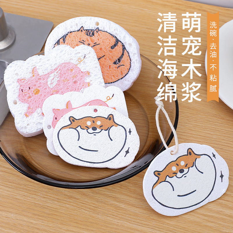 Factory direct wood pulp cotton compressed sponge wipe water to become large dishcloth oil - free sponge brush pot bowl magic full figure