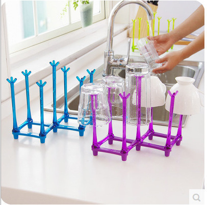 Stretch-type multi-position drain cup holder plastic cup holder glass water cup storage holder inverted milk bottle holder details Picture