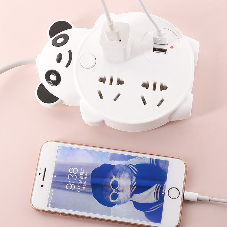 Creative cartoon Bear socket usb Multi-hole power Converter Home Office strip switch strip plugbar full figure