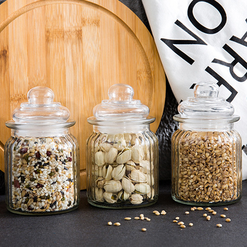 Glass tea canister sealed canister small transparent bottle small storage canister grain storage canister glass canister Specification drawing