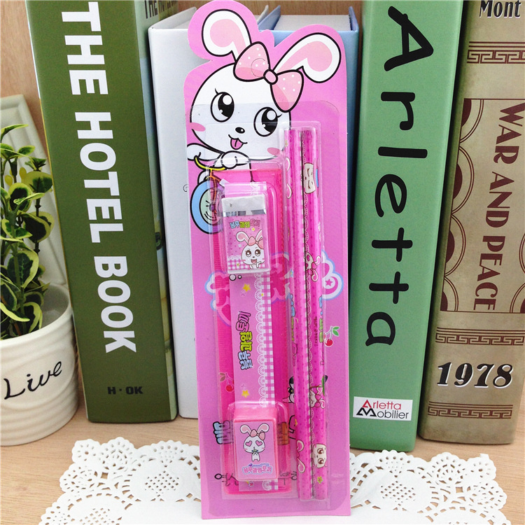 Pink blue 5-piece stationery set TZ803 Student stationery set wholesale Taobao source details Picture