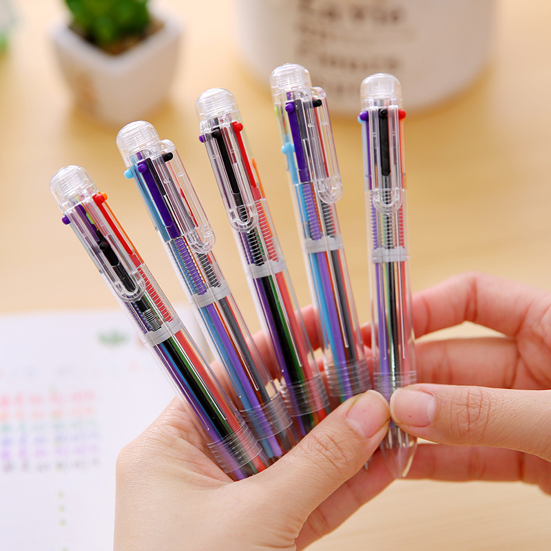 Korean candy 6 color transparent pole ballpoint pen Doodle pen student ballpoint pen manufacturers stationery wholesale Application Scenario
