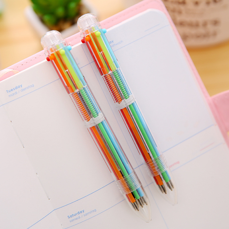 Korean candy 6 color transparent pole ballpoint pen Doodle pen student ballpoint pen manufacturers stationery wholesale details Picture