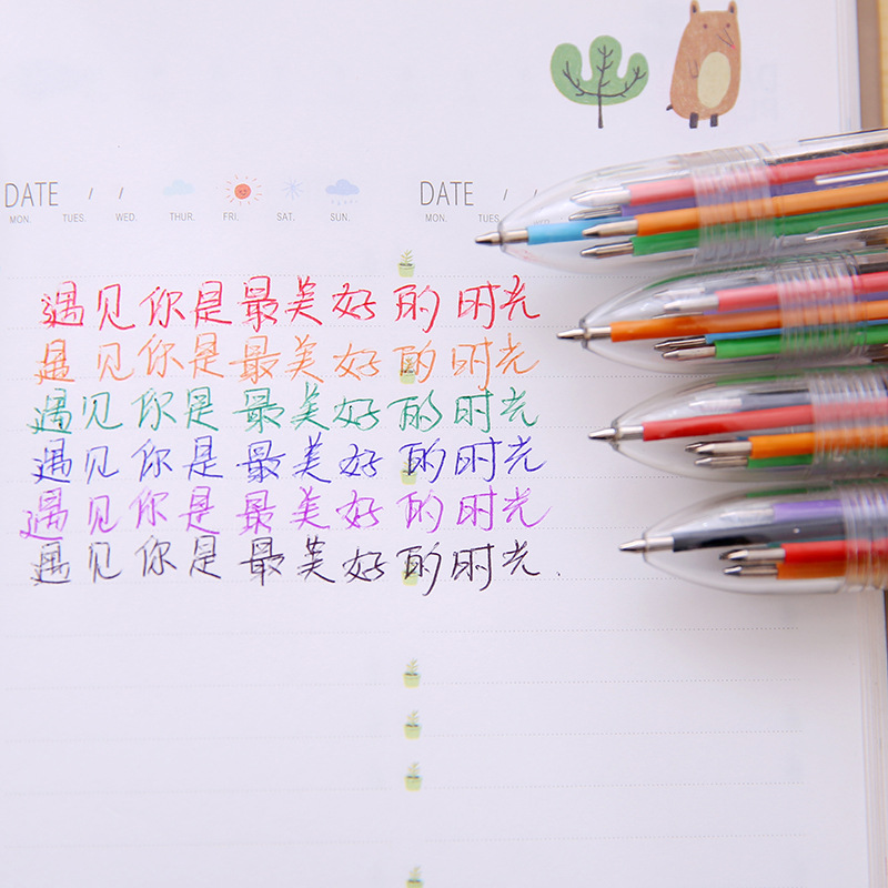 Korean candy 6 color transparent pole ballpoint pen Doodle pen student ballpoint pen manufacturers stationery wholesale Specification drawing