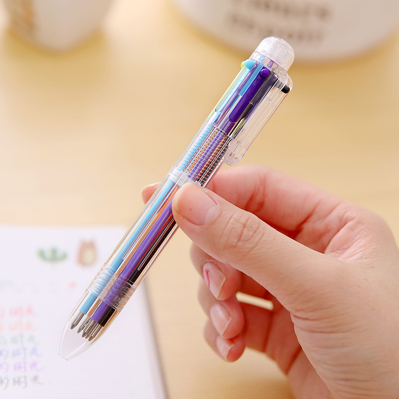 Korean candy 6 color transparent pole ballpoint pen Doodle pen student ballpoint pen manufacturers stationery wholesale Item Picture