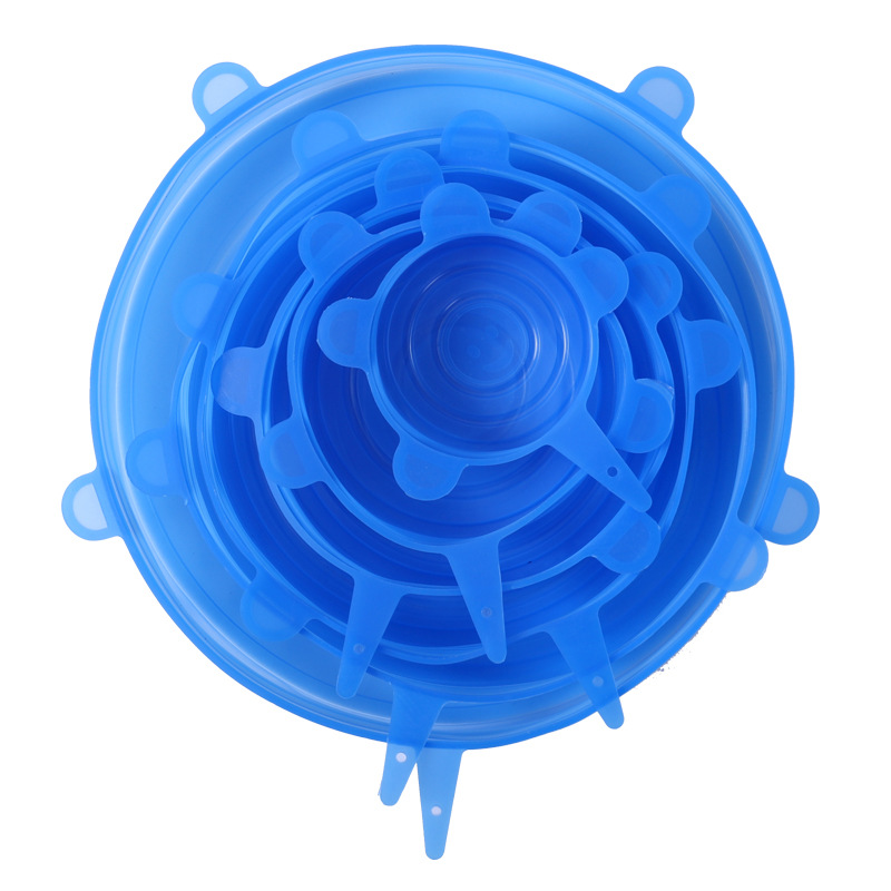 Tiktok Boom style 6-piece silicone fresh cover kitchen multi-functional fruit and vegetable plastic wrap silicone bowl lid Item Picture
