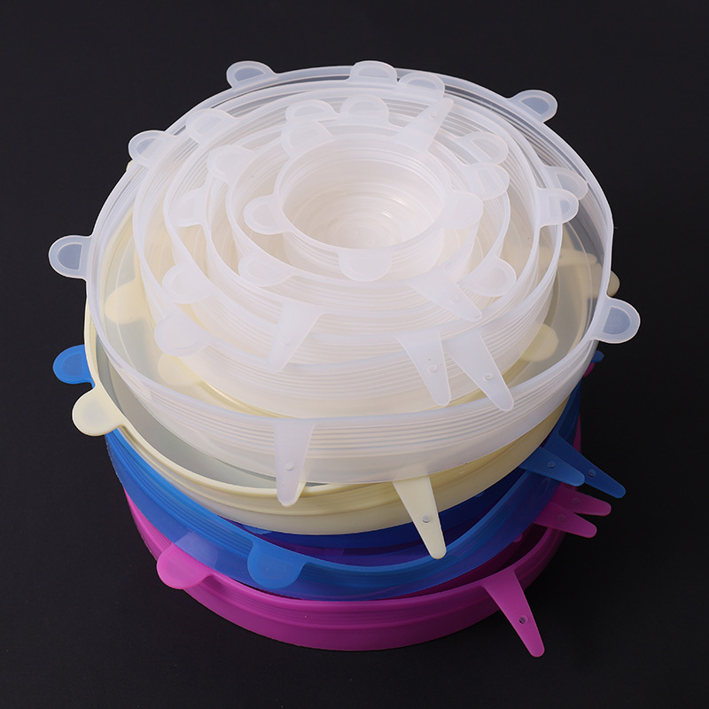 Tiktok Boom style 6-piece silicone fresh cover kitchen multi-functional fruit and vegetable plastic wrap silicone bowl lid details Picture