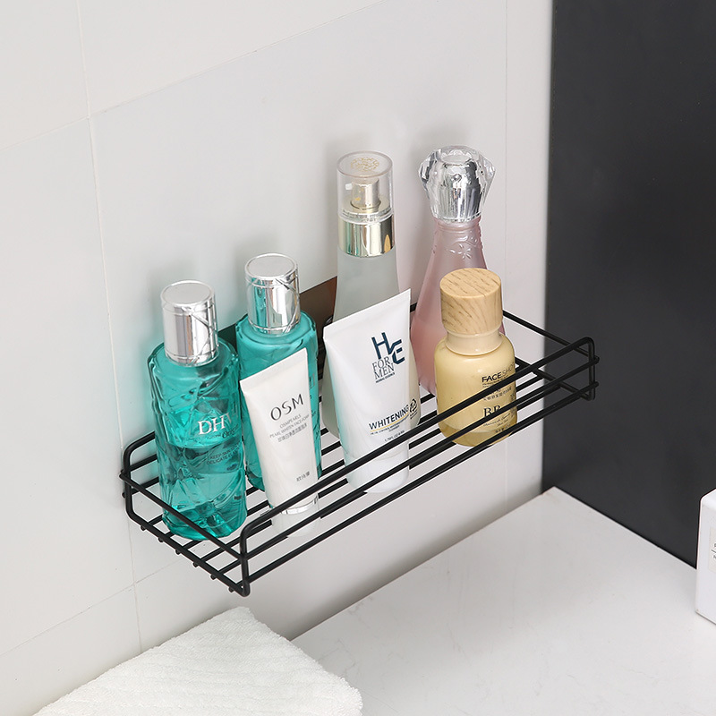 Non - perforated rectangular iron art toilet rack bathroom wall hanging without trace stick storage frame Specification drawing