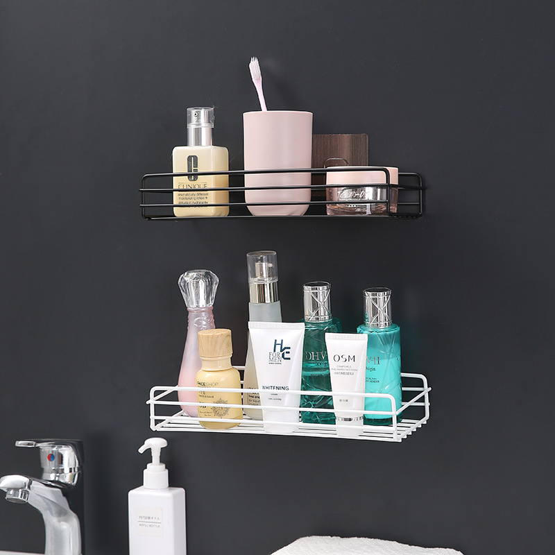 Non - perforated rectangular iron art toilet rack bathroom wall hanging without trace stick storage frame full figure