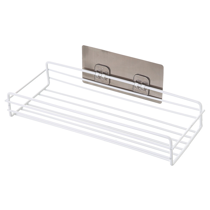 Non - perforated rectangular iron art toilet rack bathroom wall hanging without trace stick storage frame Item Picture