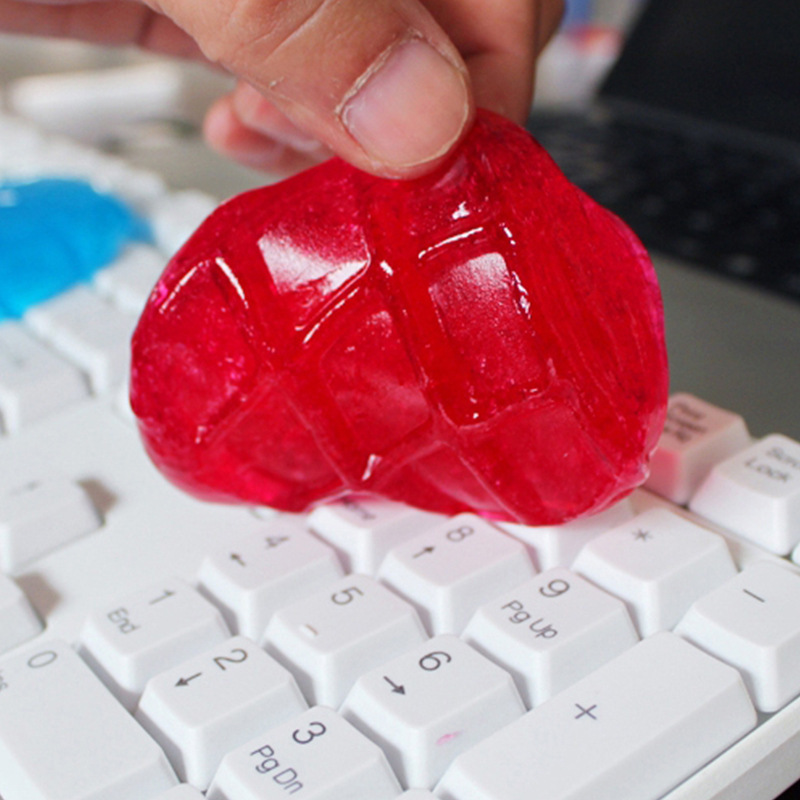 80g computer keyboard dust cleaning mud car air outlet magic soft glue multi-functional crystal cleaning clay Item Picture