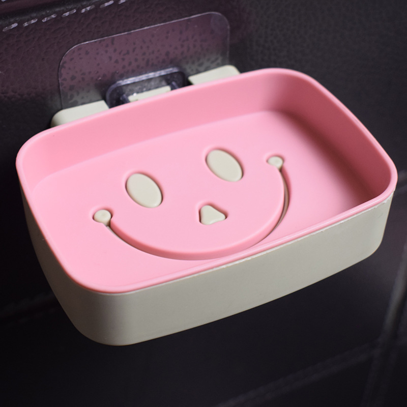 Manufacturers wholesale creative toilet two-layer smiley face soap box multi-layer bathroom soap rack drain soap box details Picture