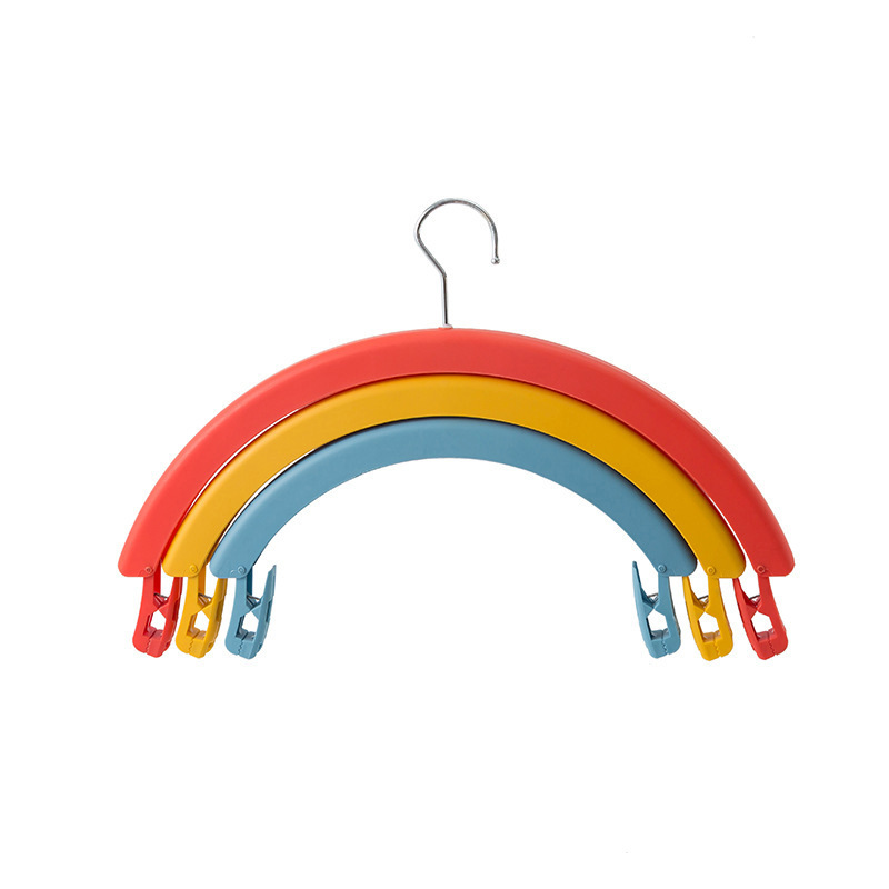 Rainbow rotating drying rack Student dormitory sheet drying rack trackless non-slip wide shoulder clothes hanging rack with pants clip Item Picture