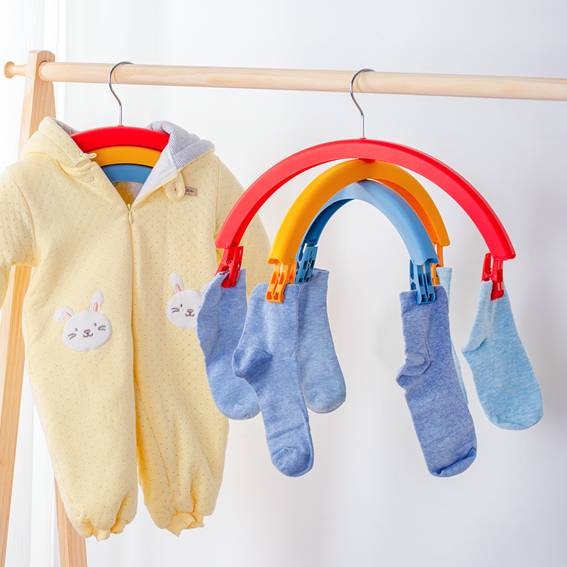 Rainbow rotating drying rack Student dormitory sheet drying rack trackless non-slip wide shoulder clothes hanging rack with pants clip full figure